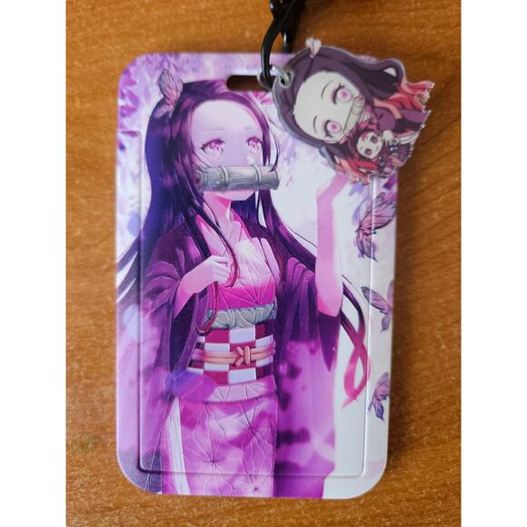 Nezuko Demon Slayer Lanyard + Badge Holder Set & Charm Cute Anime Accessory - Picture 3 of 6